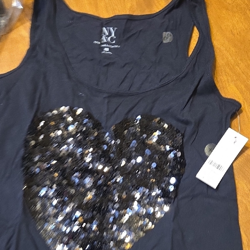 New York & Company Black Sequin Tank Top